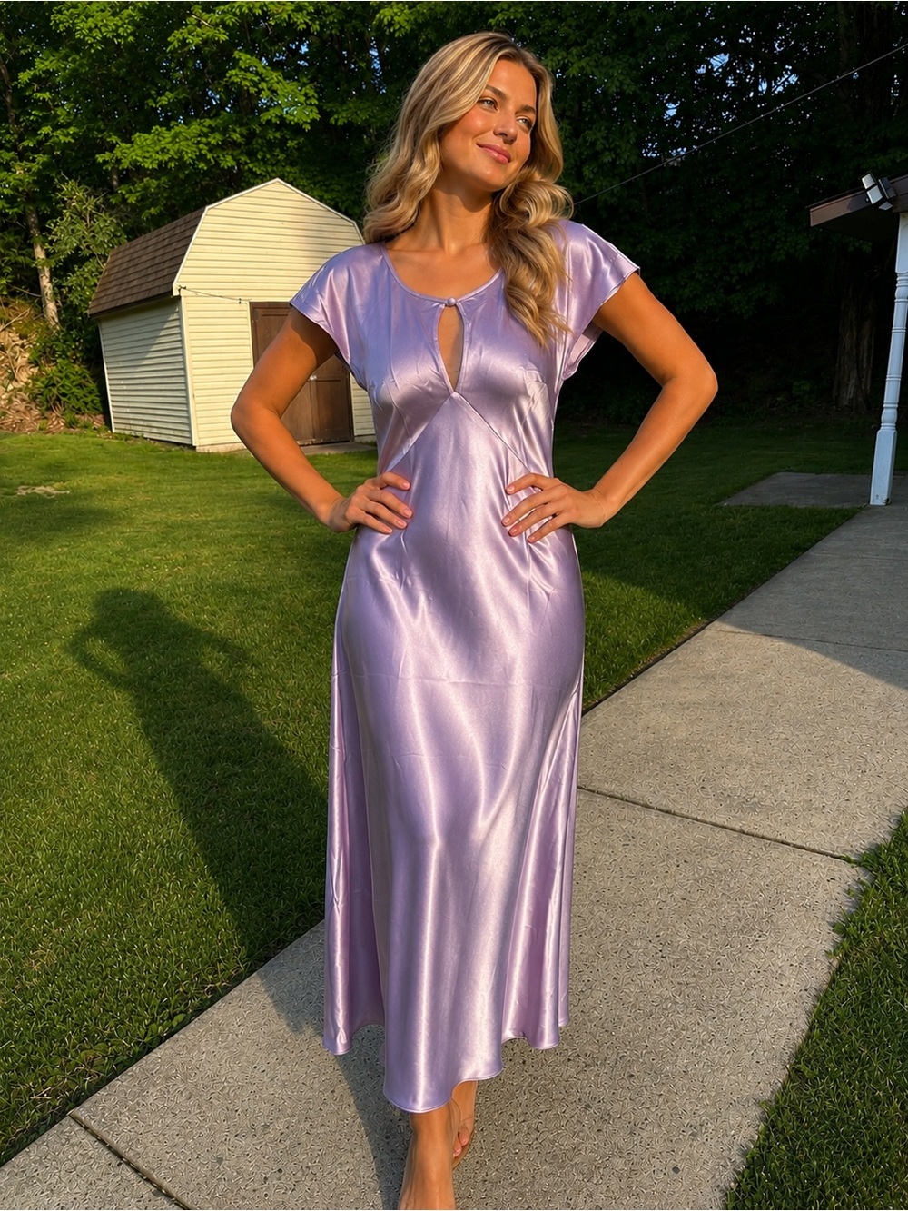 Old Navy Lavender Satin Slip Dress